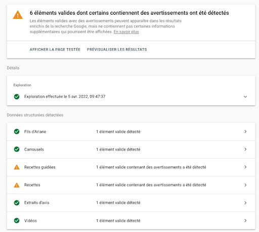 verification des données structutrées